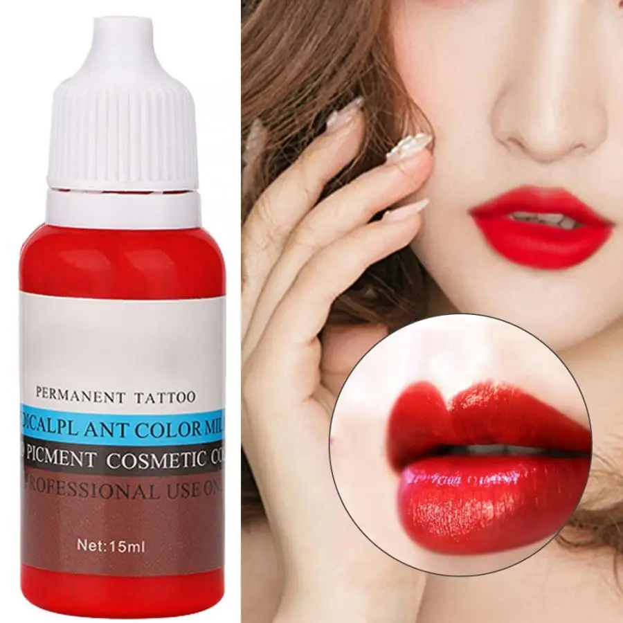 Red Lip Чернила для татуажа 15 мл/бутылка для бровей губ подводка для глаз пигмент для татуажа перманентные пигментные чернила для микроблейдинга Макияж Косметика Инструмент - Цвет: Red Lip