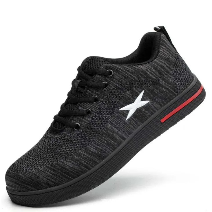 black shoes Для мужчин Открытый Анти-скольжения Сталь носок Кепки Рабочая обувь ботинки размера плюс Для Мужчин's Обувь с дышащей сеткой; устойчивые к проколам Защитная безопасная обувь - Цвет: black shoes