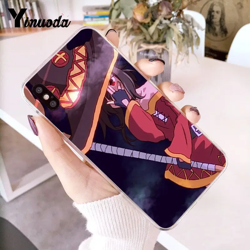 Мягкий силиконовый чехол из ТПУ с японским аниме Konosuba Megumin для iPhone 6S 6plus 7 7plus 8 8Plus X