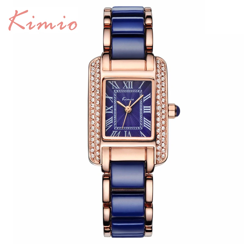 Женские кварцевые часы Kimio серебристого цвета с бриллиантом подарочная коробка |