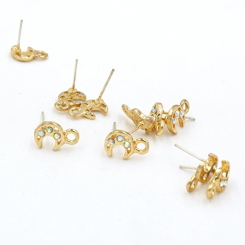 AB color Moon earrings handmade earring making accessories DIY jewelry finding Earrings Base Connectors Linkers 10pcs/lot | Украшения и