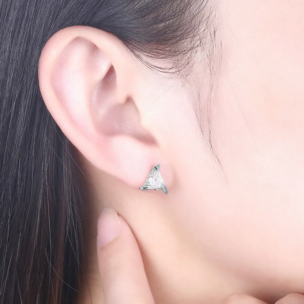 

Genuine 925 Sterling Silver Triangle Earrings For Women Girls Personalized Super Shinning Cubic Zircon S925 Jewelry
