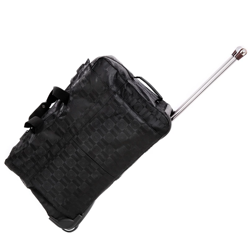 New Large Capacity Trolley Travel Bag Suitcase on Wheels Valise Bagages Roulettes Hand Trolley Unisex Folding Big Bag Duffel Bag - Color: 28inch Black patten