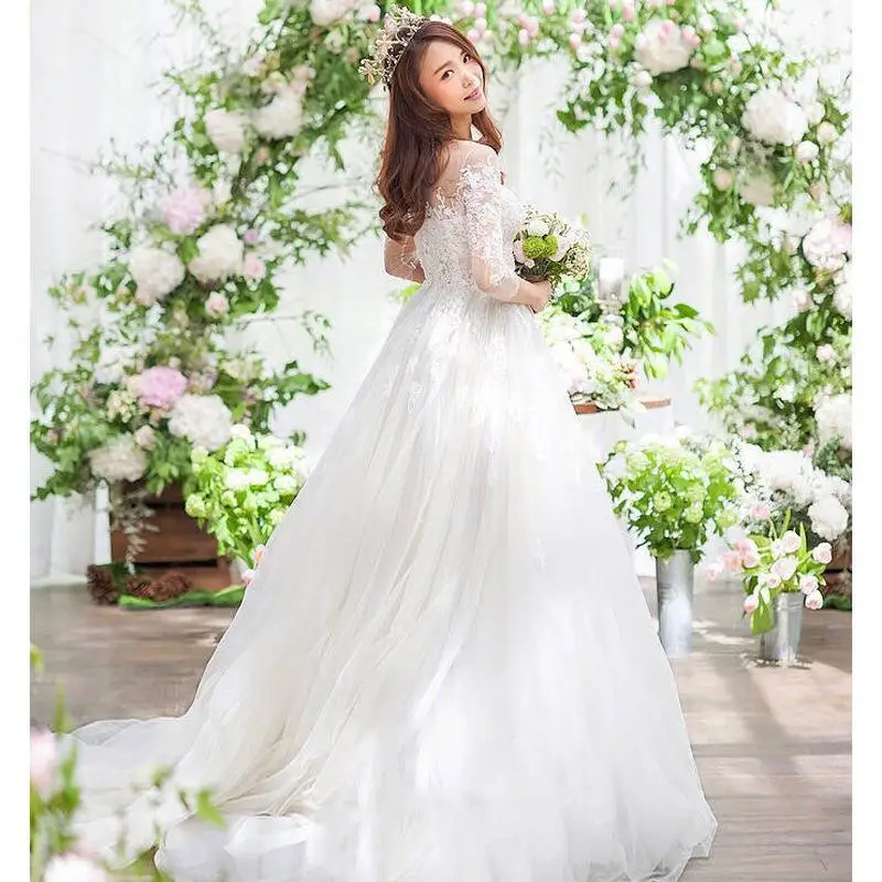 Новое поступление Vestido De Noiva 2021 Свадебные платья с длинным рукавом фатиновые