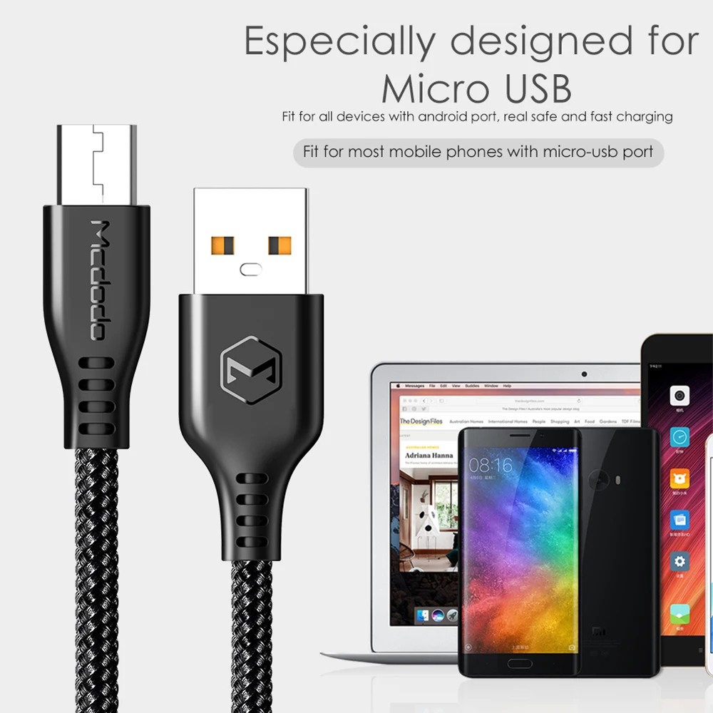 Mcdodo Micro USB кабель 2.4A Быстрая зарядка нейлоновый usb-кабель для передачи данных