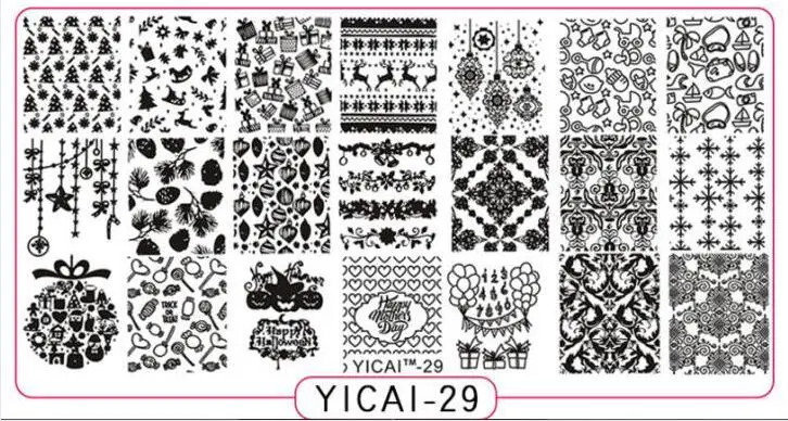 1 шт. рисунок для нейл-арта пластина шаблон для ногтей, 6,5*12,5 см, 40 разновидностей шаблоны тиснения ногтей пластины для цепи дизайнерский штамп YICAI39 - Цвет: 29