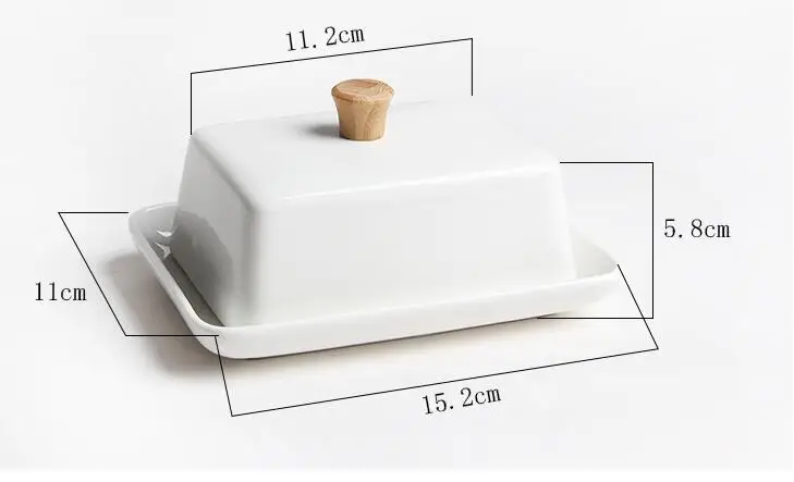 Белая керамическая прямоугольная тарелка для масла фарфоровая широкая идеально