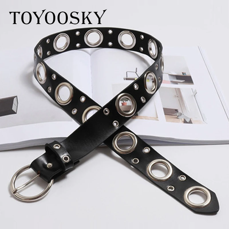 Женский широкий пояс в готическом стиле панк черный хип хоп универсальный