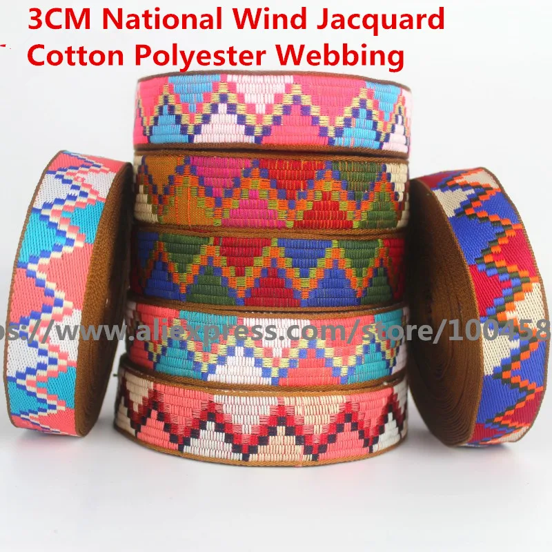 Оптовая продажа 50 Meter3CM National Wind/жаккард хлопок полиэфирная тканая лента Сумка