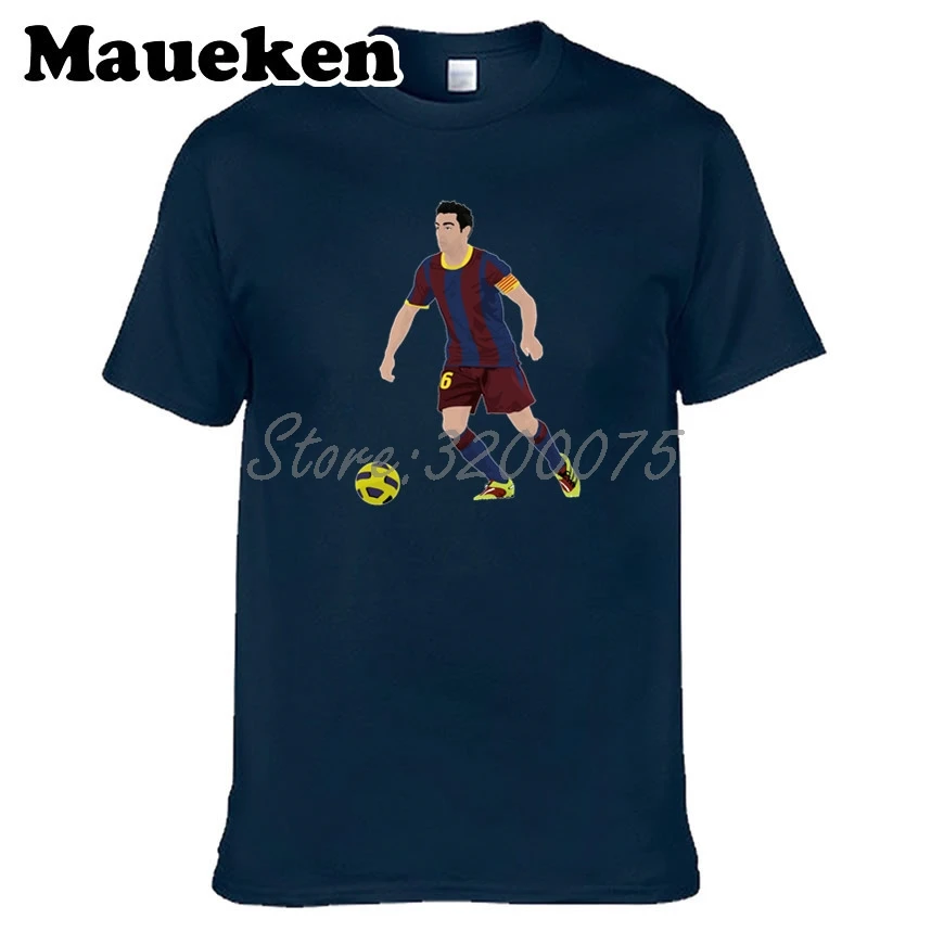Мужская футболка Xavi Hernandez Creus 6 Legend Captain Spain с круглым вырезом W17072827|t shirt men|t shirttees men |
