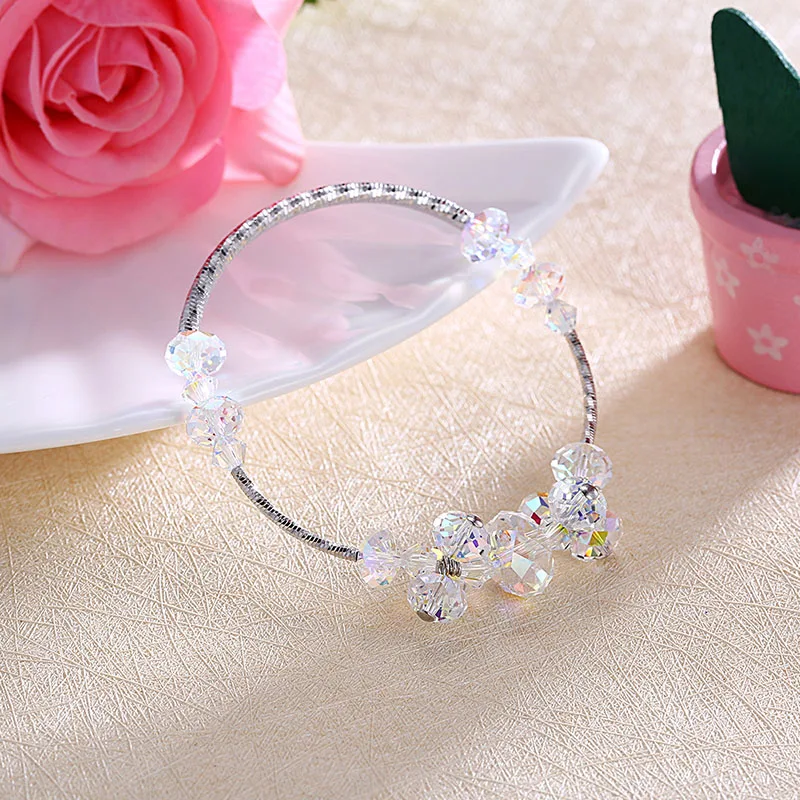 Женский браслет с бусинами изящный оригинальный из стерлингового серебра 925