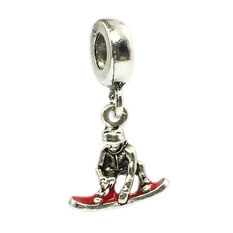 Подвеска с красной эмалью в виде снежинки Европейские Бусины подходят для