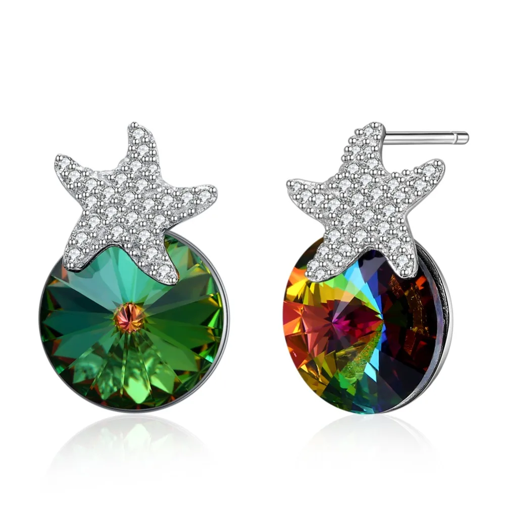 Серьги-гвоздики женские из серебра 2019 пробы с кристаллами Swarovski | Украшения и