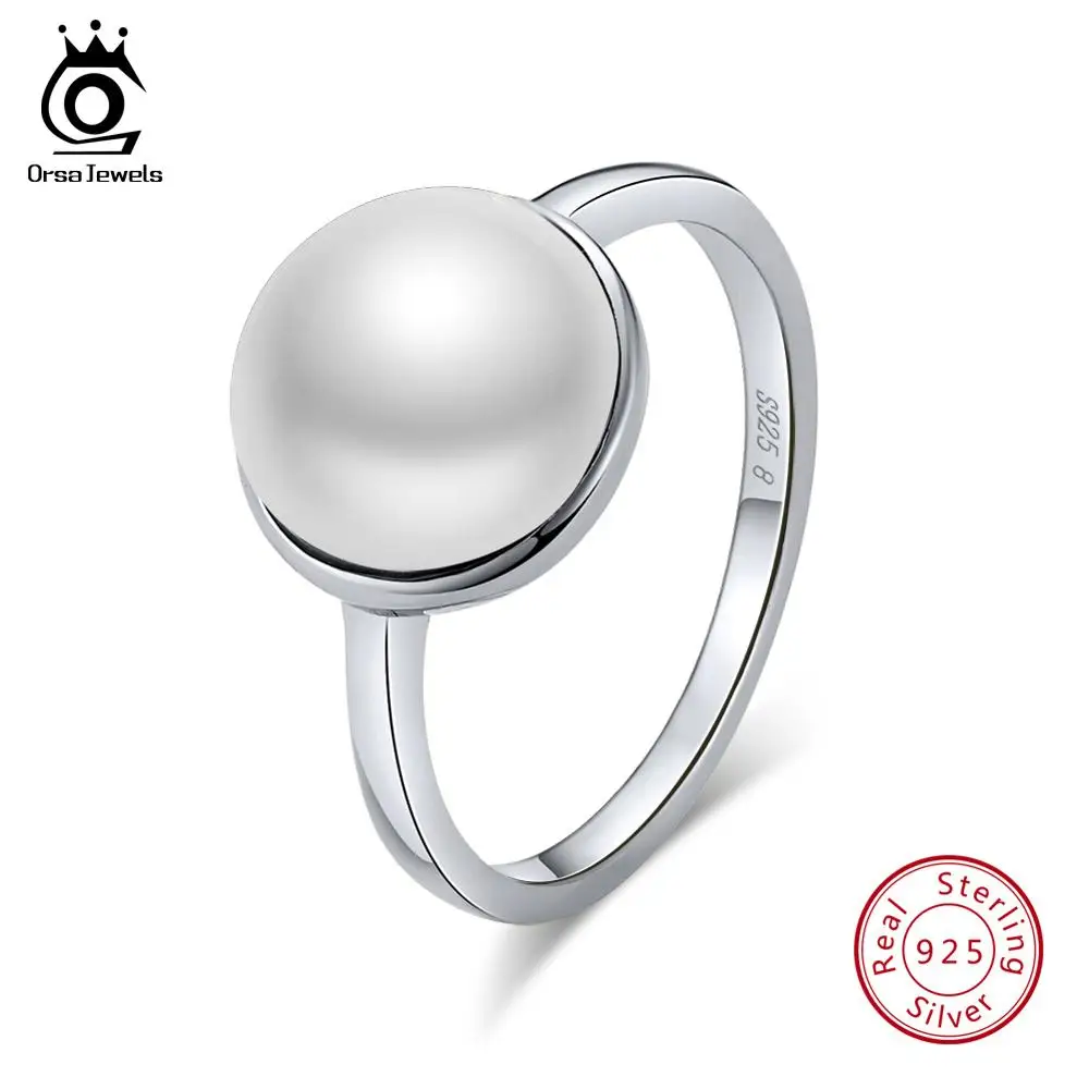 Simulated Pearl ORSA JEWELS роскошные 925 пробы серебряные женские кольца с натуральным камнем кольцо на годовщину модное женское ювелирное изделие ASR69 - Цвет камня: Simulated Pearl