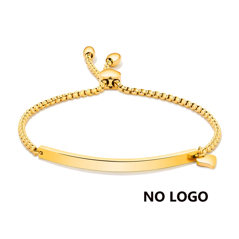 Gold No LOGO V. YA индивидуальные браслеты из бисера для женщин стиль браслет из нержавеющей стали розовое золото/серебро Регулируемая гравировка сердце браслет - Окраска металла: Gold No LOGO