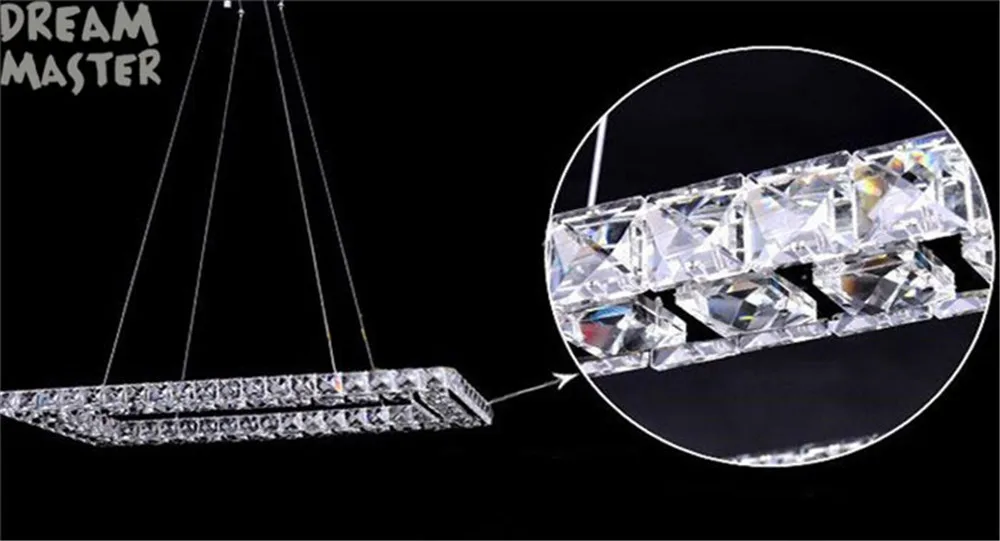 L60* W30cm L40* W20cm Прямоугольник светодиодный подвесной светильник с шнуром K9 кристалл из нержавеющей стали Потолочный подвесной светильник светодиодный s светильник