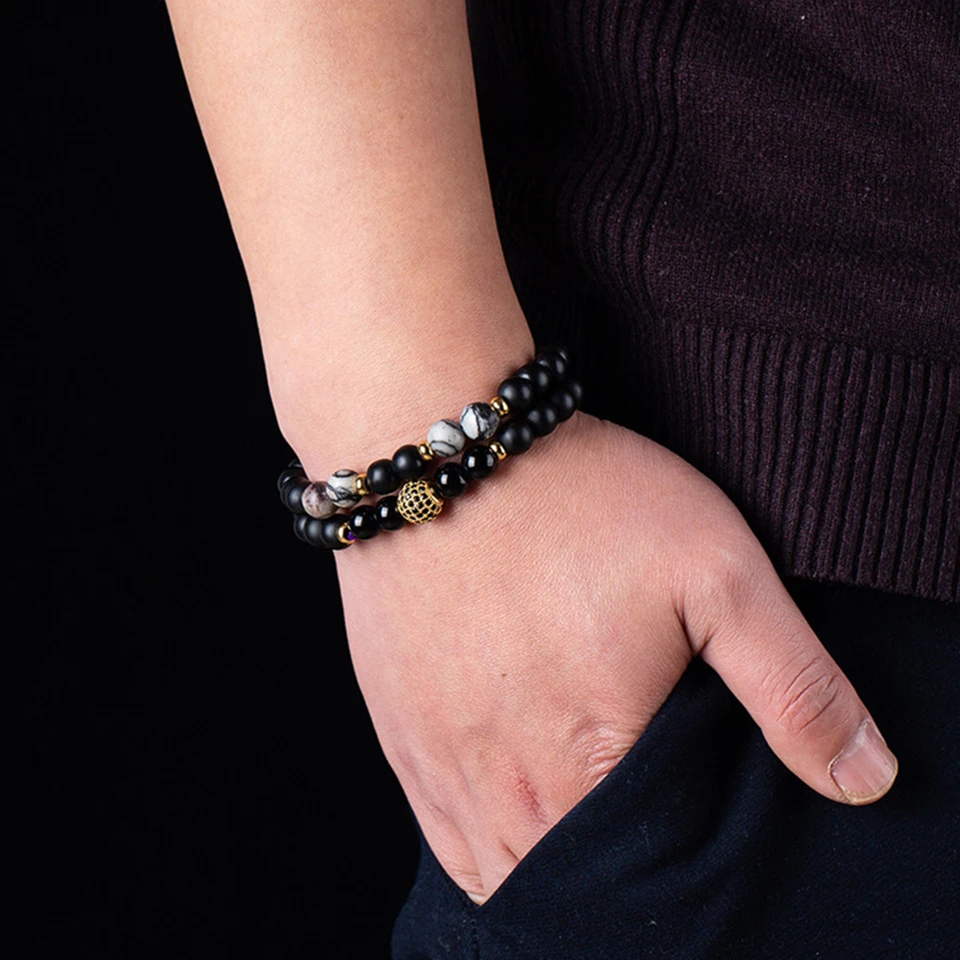 Натуральный черный бисер Stonel Strand Buddha Crystal Braclet для пары женщин и мужчин 2019 новые