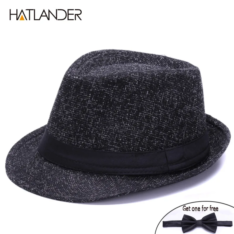 Black HATLANDER модные льняные fedora головные уборы для мужчин и женщин джазовая кепка Повседневная Солнцезащитная шляпа весна лето осень дорожная шляпа котелок - Цвет: Black