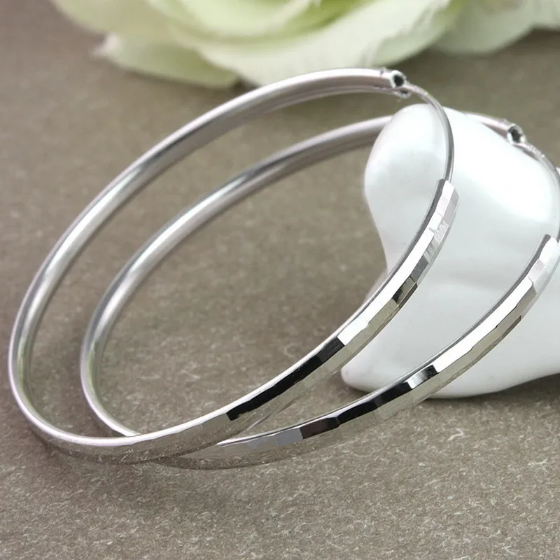 Серьги-кольца из серебра 925 пробы большие круглые серьги для женщин украшения