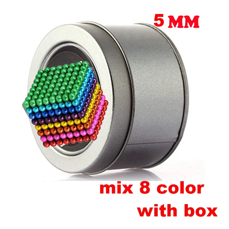 5mM 8COLOR WITH BOX Магнитные 216 шт. магнитные магические кубики, игрушки, мини магнитные шарики, головоломка, металлические бусины, сделай сам, сборные магнитные кубики, развивающие игрушки для детей и взрослых - Цвет: 5mM 8COLOR WITH BOX
