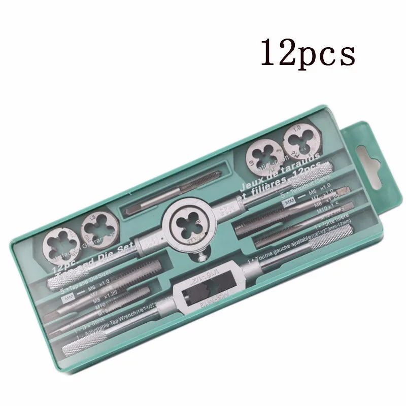 

12 Pcs Taper Die Set Hardware Tools Hand Tapping Wrench Die Teeth Twisted Hand Metric Silk Attack Set