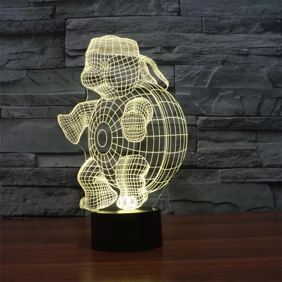 

3D Tortoise Modeling Table Lamp LED 7 Colors Changing Illusion Turtle Night Light USB Touch Button Light Fixture Bedside Decor