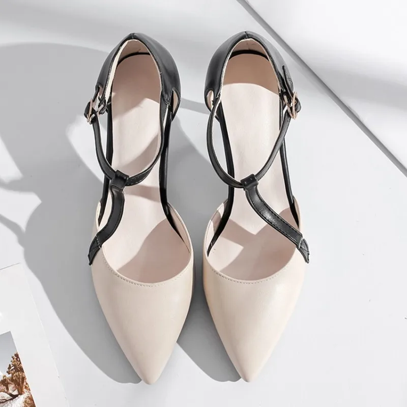 

plus size 34-43 New Summer Fashion thin high heels Sandals shoes women pointed toe Pumps solid shallow Casual Dress Party Shoes