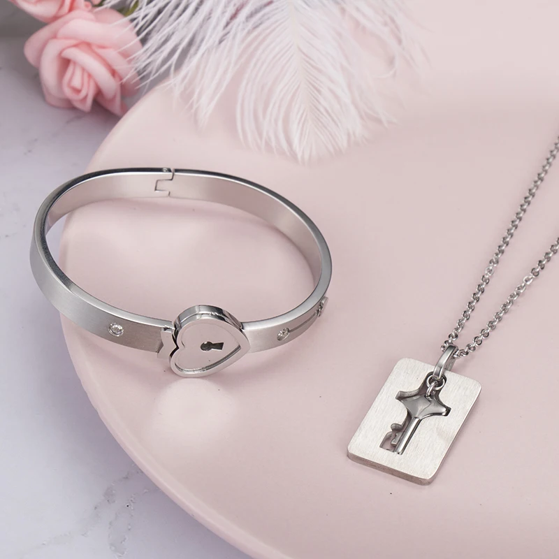 ZPAMS браслеты из нержавеющей стали для женщин любовь сердце замок женский браслет