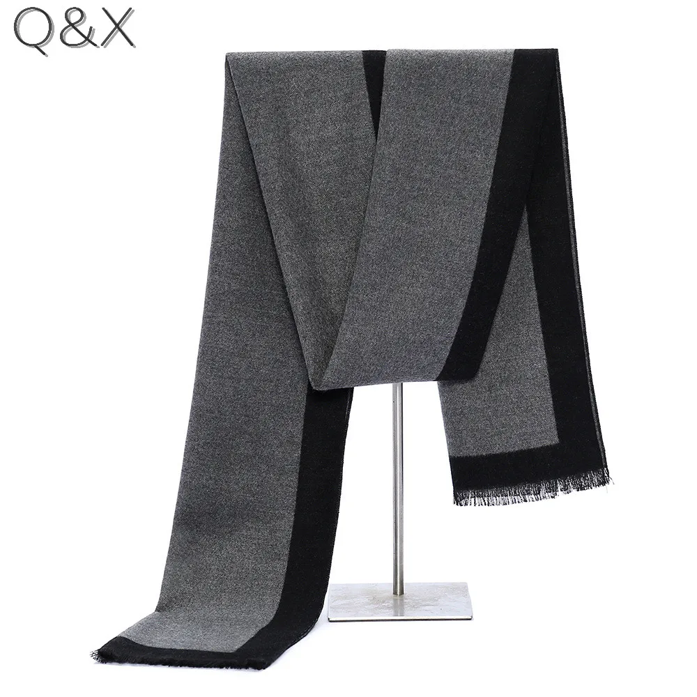 Мужской классический шарф серый черный синий или красный цвета в полоску мягкая