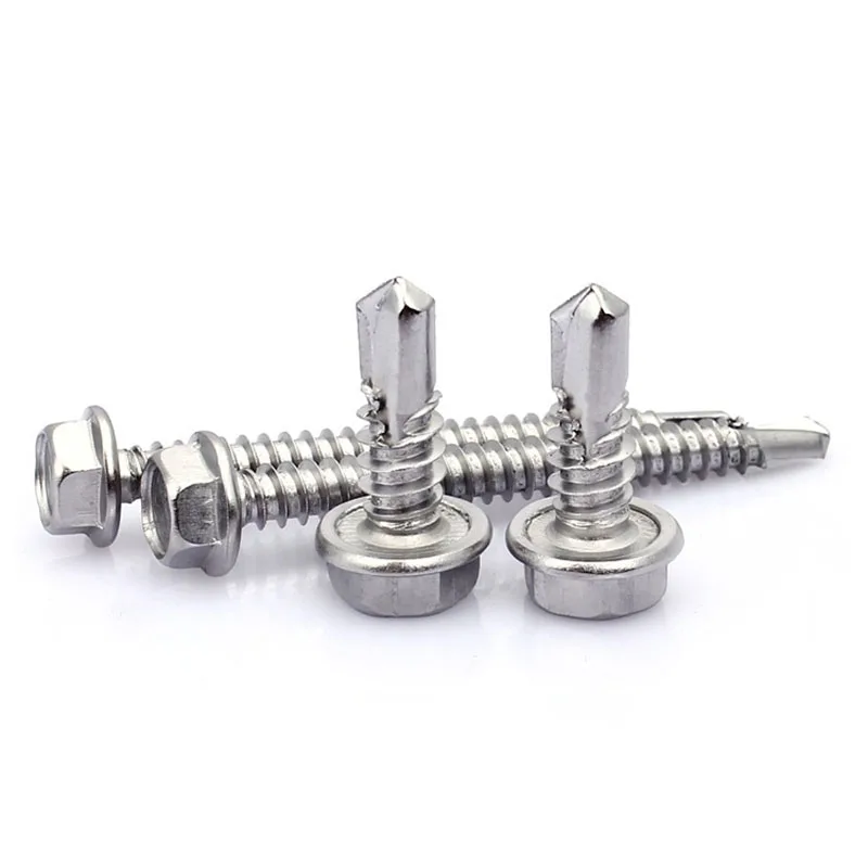 100 шт. 304 нержавеющая сталь Шестигранная дрель хвоста саморезы шурупы phillips винт M5.5