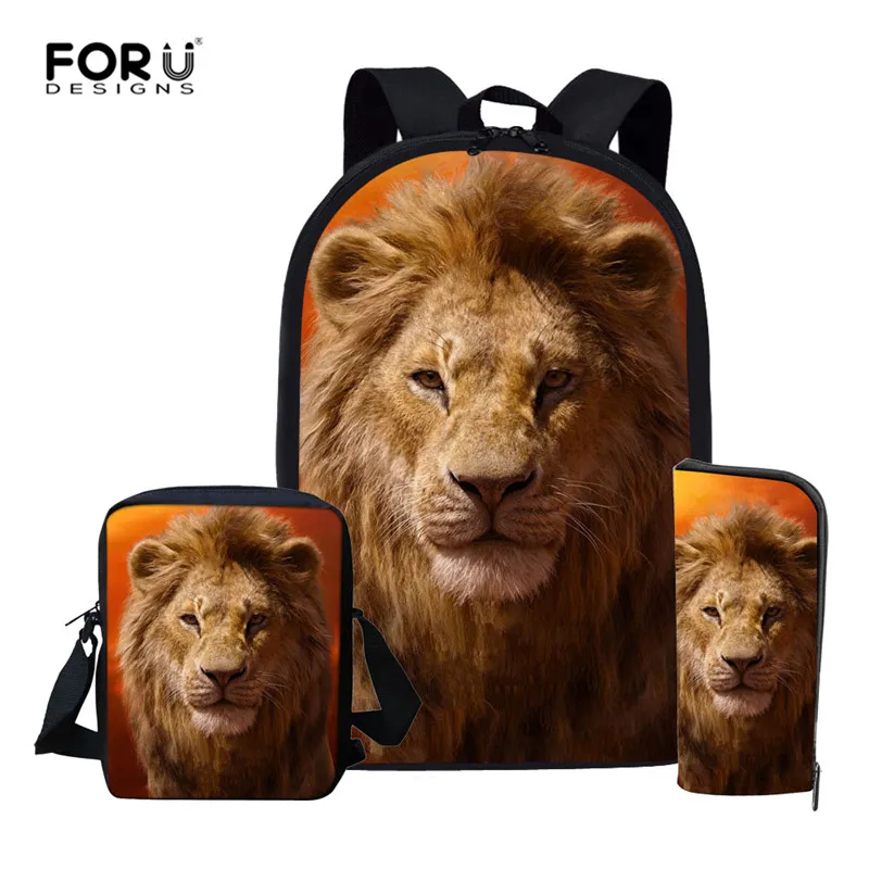 L5448CED FORUDESIGNS/комплект школьных сумок с изображением Льва для мальчиков, легкие рюкзаки, Детская сумка с изображением Льва, детская плечевая сумка ранец, рюкзак - Цвет: L5448CED