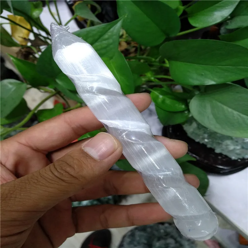 Selenite Хрустальная Массажная палочка &quotспиральная полированная круглая и