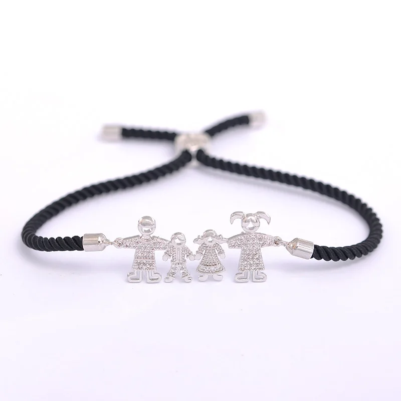 ISHOWLEE Золотая семья из четырех шармов браслеты для влюбленных детей родителей