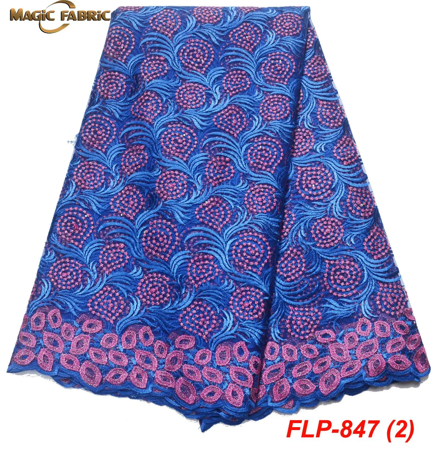 2019 Последняя вышитая нигерийская кружевная ткань Тюль Кружевная ткань африканская белая для свадебного платья FLP-847.