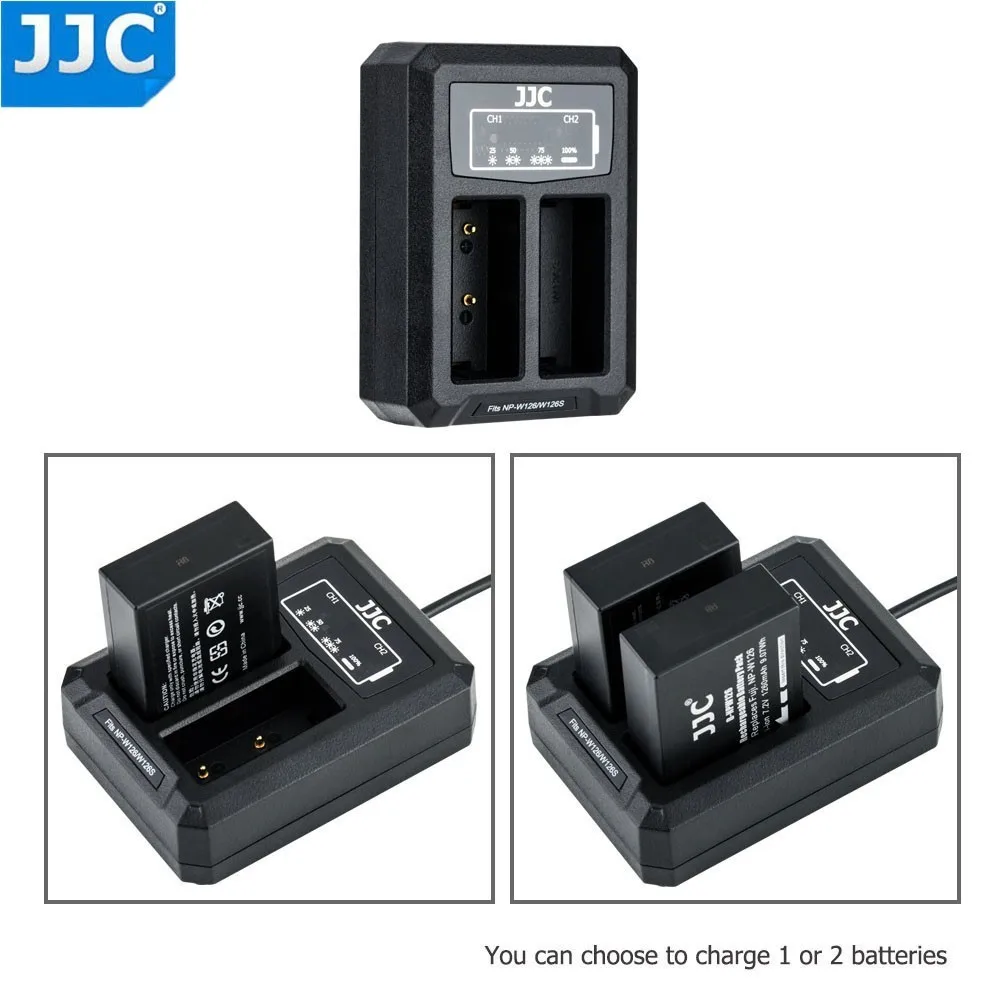 JJC USB Dual Батарея путешествия Зарядное устройство для цифровой фотокамеры Fuji Fujifilm NP-W126 NP-W126S X-T3 X100F X-H1 X-Pro2 X-Pro1 X-T2 X-T1 X-T30 X-T20