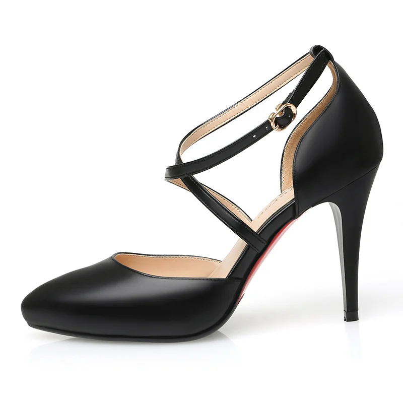 Туфли лодочки женские из натуральной кожи на очень высоком каблуке с острым