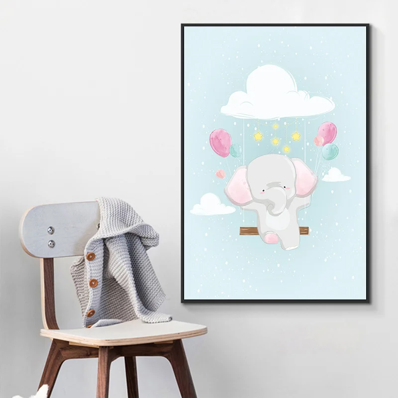 Детский парусиновый настенный постер с животными скандинавские рисунки