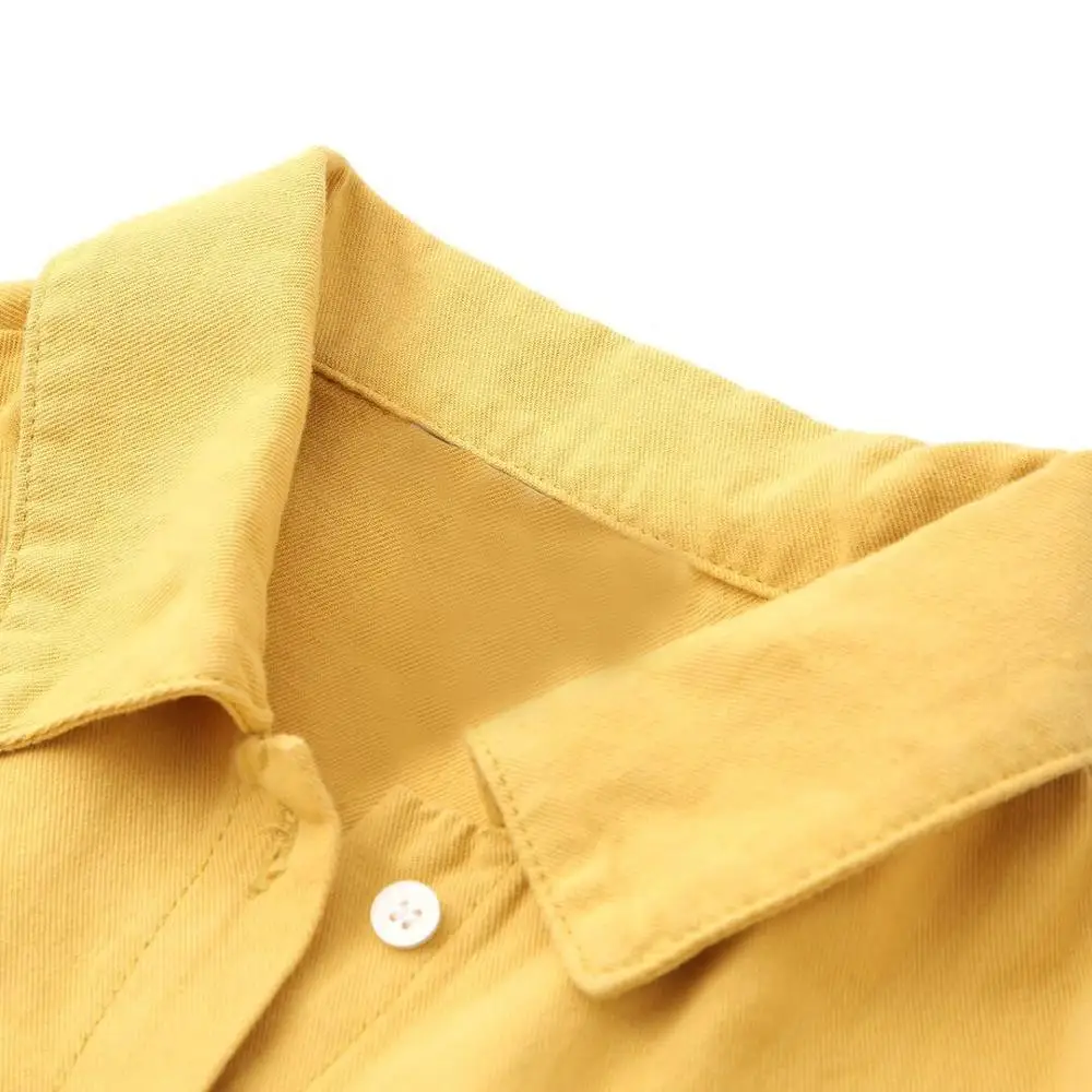 Женское повседневное желтое мини-платье-рубашка на шнурке с галстуком-бабочкой и