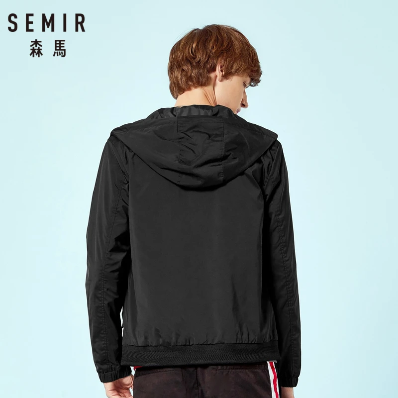 SEMIR мужская куртка с капюшоном на молнии шнурке ветровка карманом из