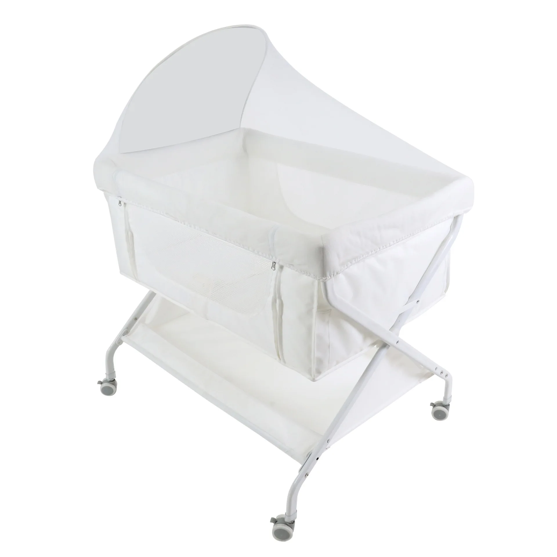 

X-type portable multifunctional foldable bed bed with mosquito net and roller splicing bedside bed for newborn travel