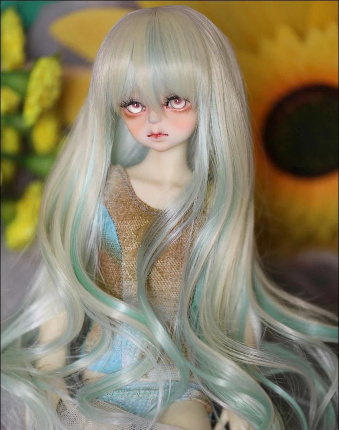 D01-P118 детская игрушка ручной работы 1/3 1/4 аксессуары для кукол BJD/SD кукольный парик HT длинные вьющиеся волосы голубой 1 шт