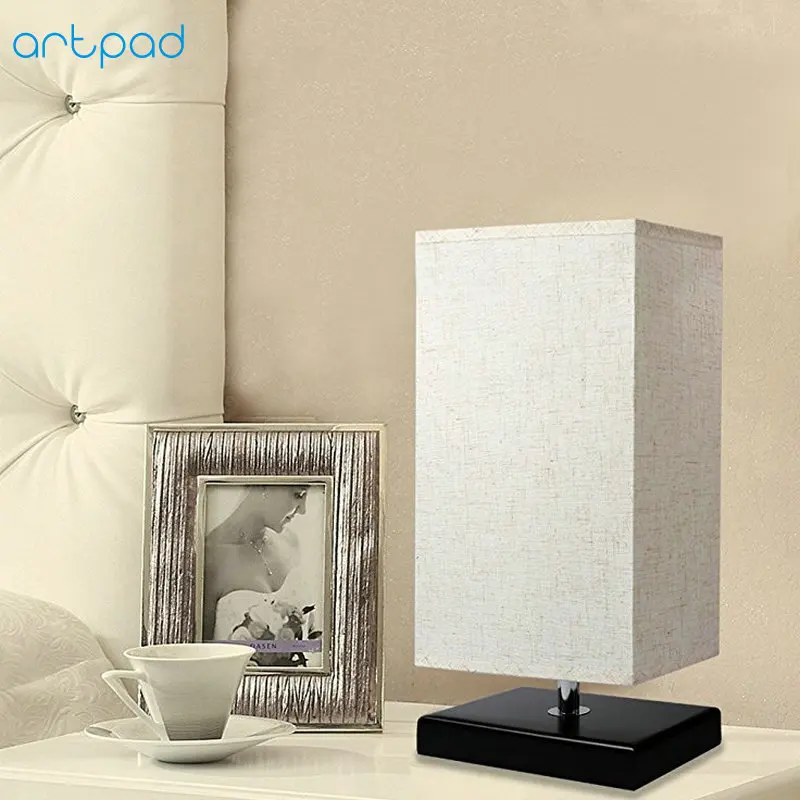 Bedroom Bedside Table Lamp Cloth Lampshade Wood Base E27 Lampholder For Living Room Decor Indoor Desk Lighting | Лампы и освещение