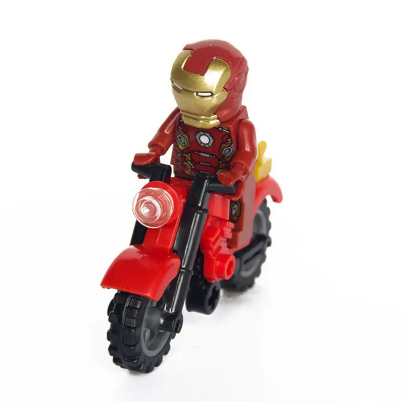 6 шт./компл. Hasbro Marvel Мстители Железный человек Капитан Америка Халк Классическая модель куклы мотоцикл строительные блоки игрушки для детей