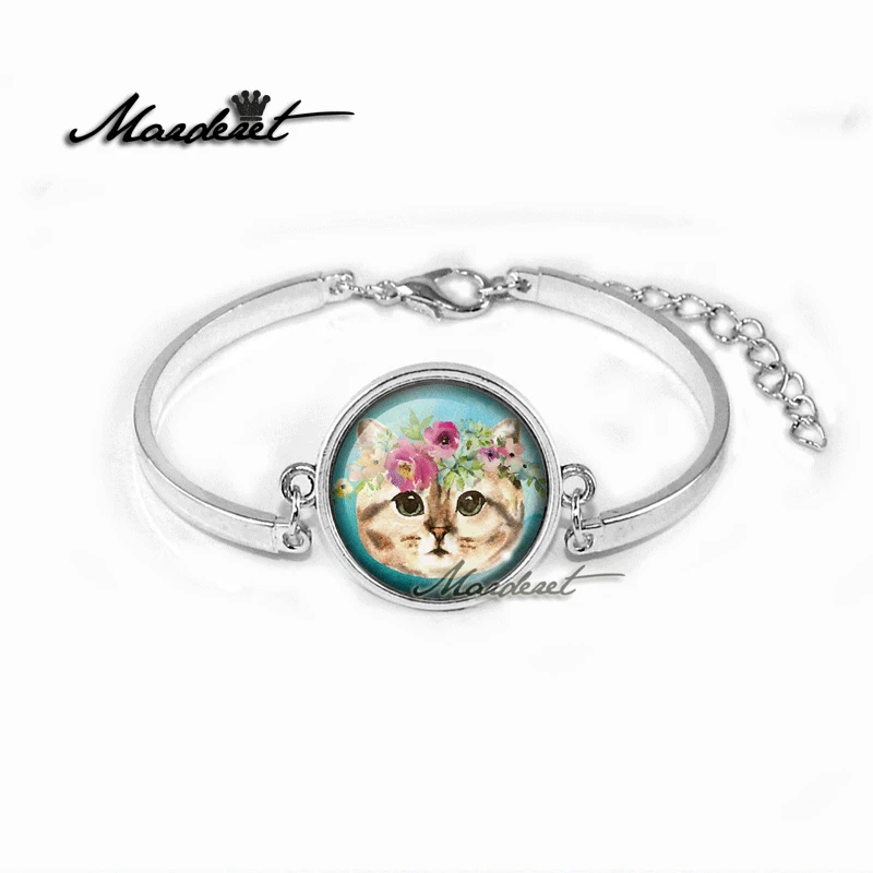 Marderet Cat стеклянный браслет из кабошона ювелирные изделия браслеты ручной работы