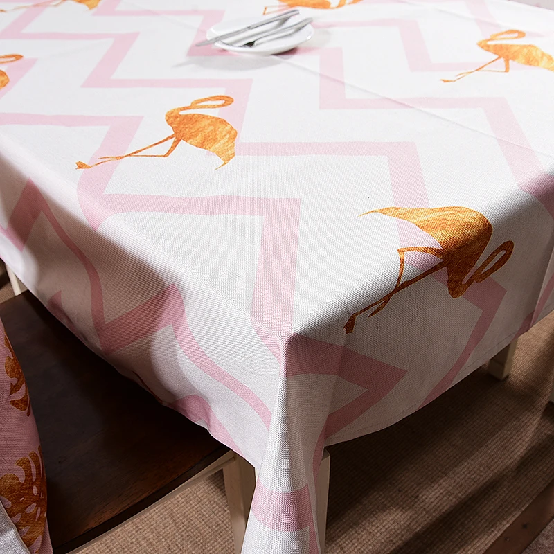 Pineal House Flamingo Stripe Deer Northern Europe Table Cotton Fabric Clear Tablecloth Rectangle Tea Cloth | Дом и сад