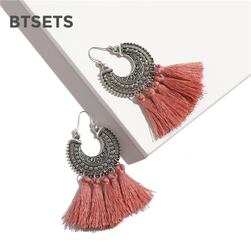BTSETS большие серьги-кольца для женщин Bijoux круглые богемные ручной работы