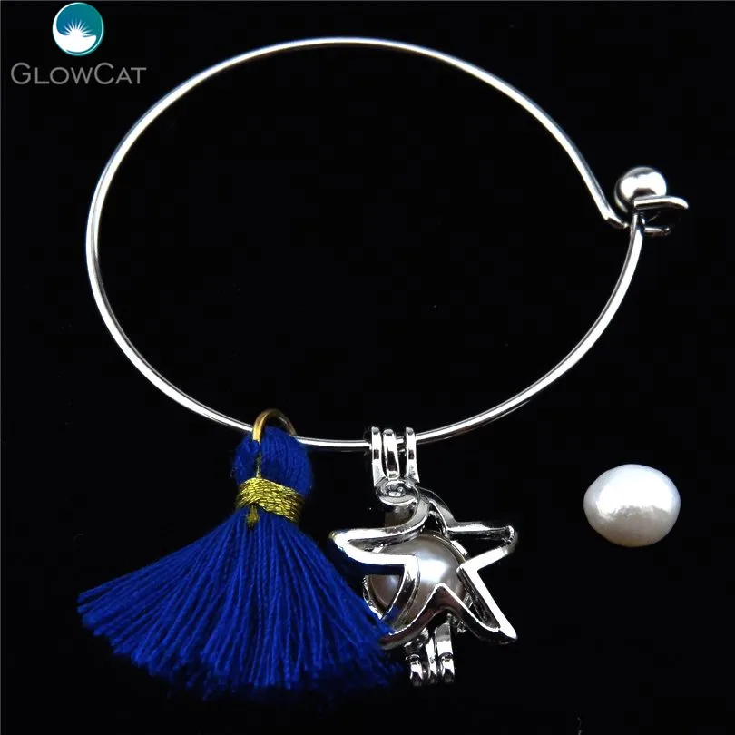 Девушка Морская звезда расширяемый манжета кисточкой Талисманы жемчужина