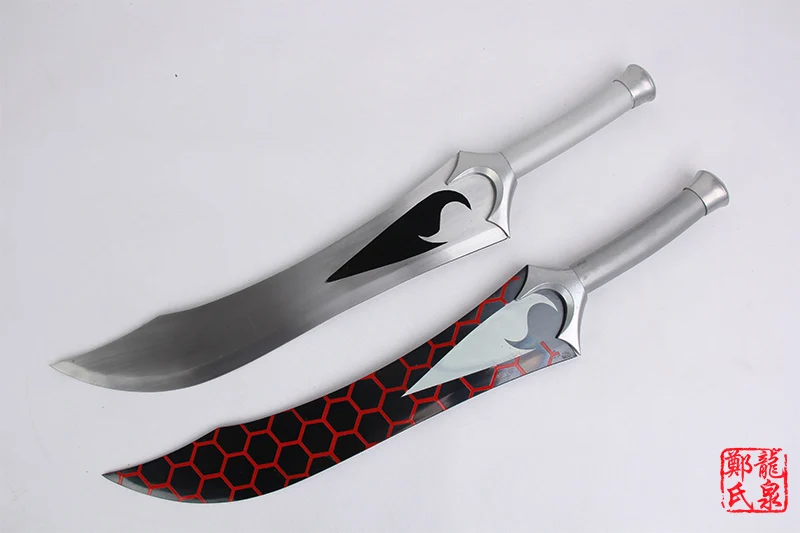 Set Free Shipping Archer Class Replica Twin Swords For Fate Stay Night Excalibur Anime Cosplay Sword Red Silver Supply Carbon Steel - Color: Set