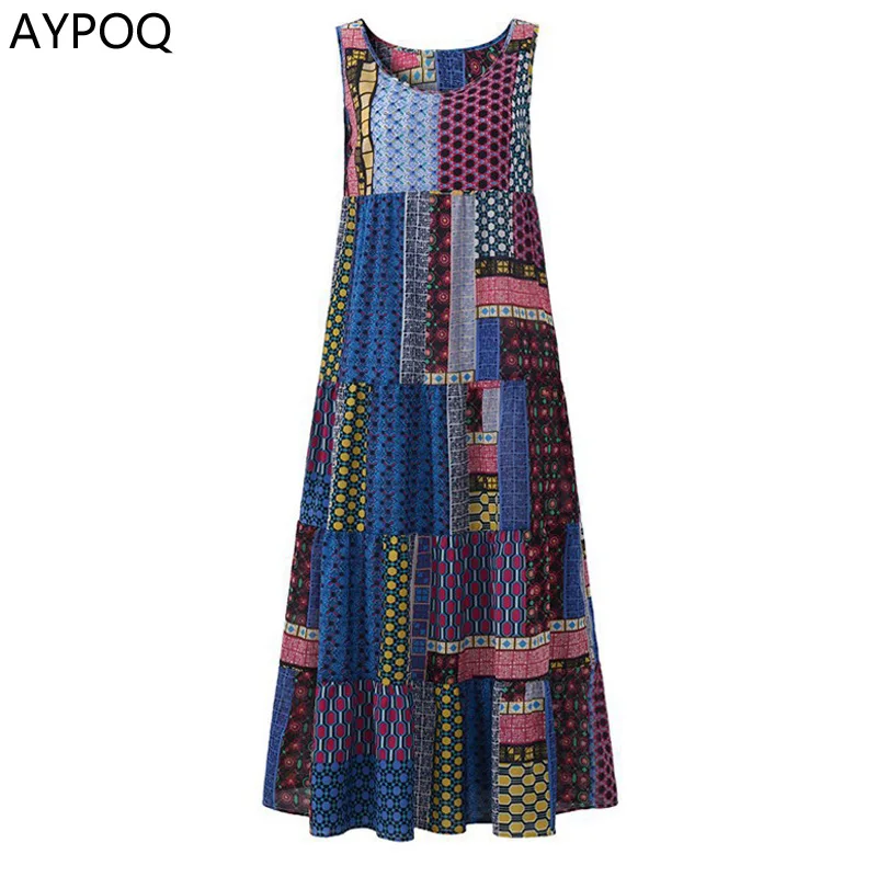 Женское винтажное платье макси с принтом размеры до 5XL|Женские платья| |