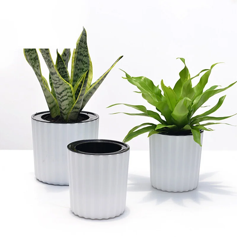 Настольный цветочный горшок круглый пластиковый для растений самополивающийся